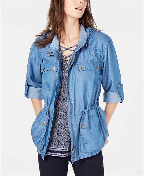michael kors women denim utility jacket